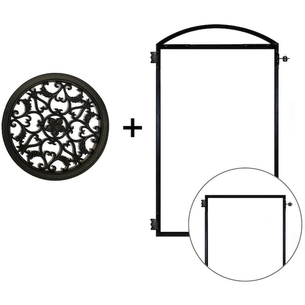 EZ Install 8-Standard Fence Board Arched Pro Gate Frame with One 15 in. Dia Round Gate Insert