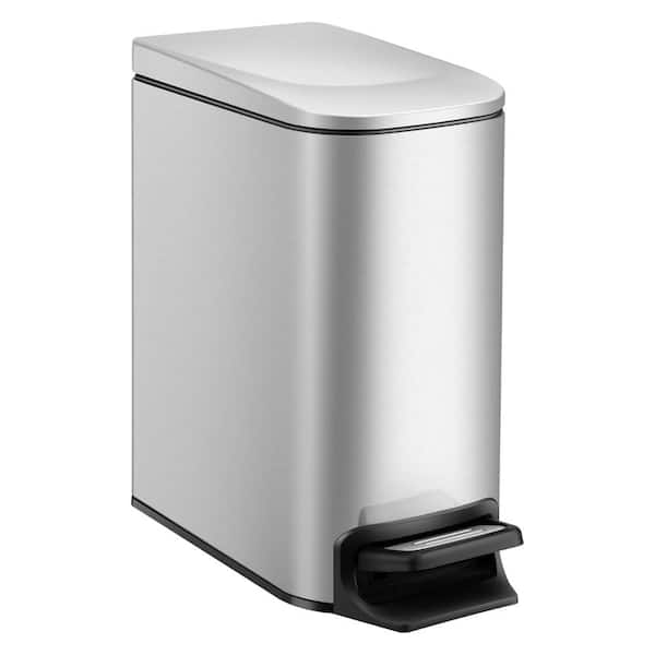 1.6 Gallon Rectangle Stainless Steel Trash Can,Silver