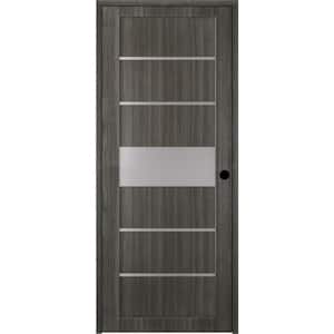 Siah 24 in. x 80 in. Left-Hand 5-Lite Frosted Glass Solid Core Gray Oak Composite Single Prehung Interior Door