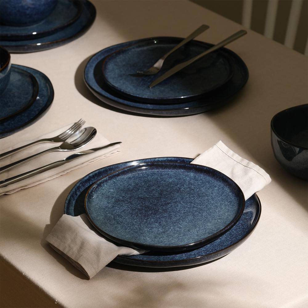Mirella Blue Ceramic 12-Piece Dinnerware Set for 4
