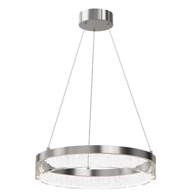19.68 in. Brushed Nickel Integrated LED Pendant With Acrylic Bubble Shade