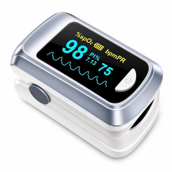 Fingertip Pulse Oximeter Blood Oxygen Saturation Monitor with OLED Screen, Fast SpO2 Heart Rate Reading, Portable Design