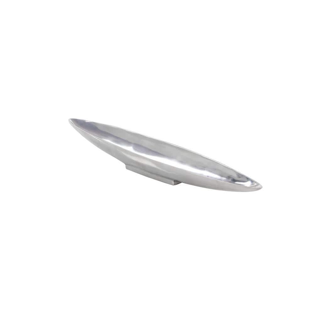 Silver Aluminum Oval Modern Decorative Tray, 28.5"