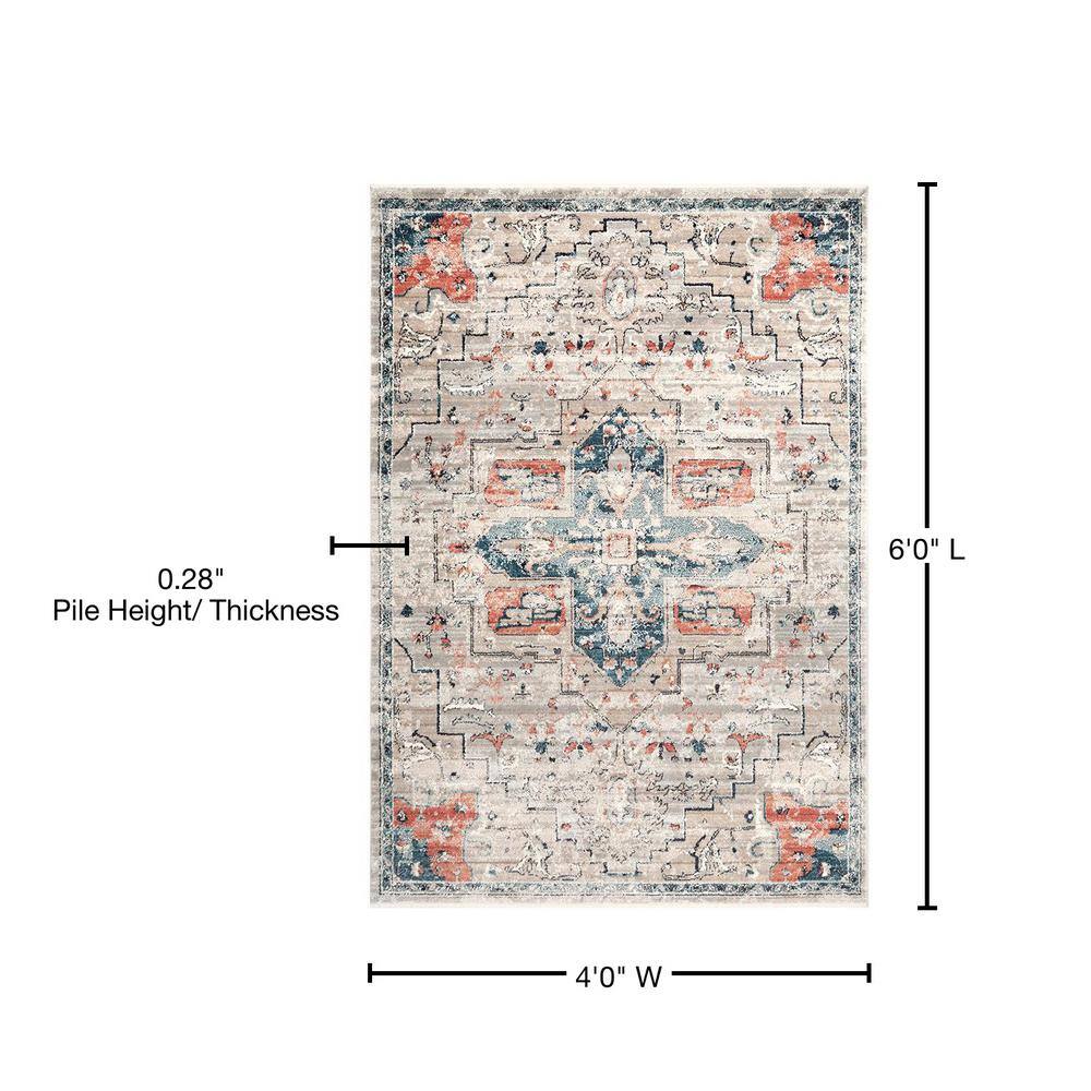 Regal Charm 4x6 ft Stonewashed Blue Polypropylene Area Rug