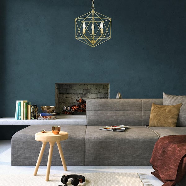 Hanover Serena 3-Light Pendant Chandelier for Hardwire or Plug-In Swag Installation, Pale Gold