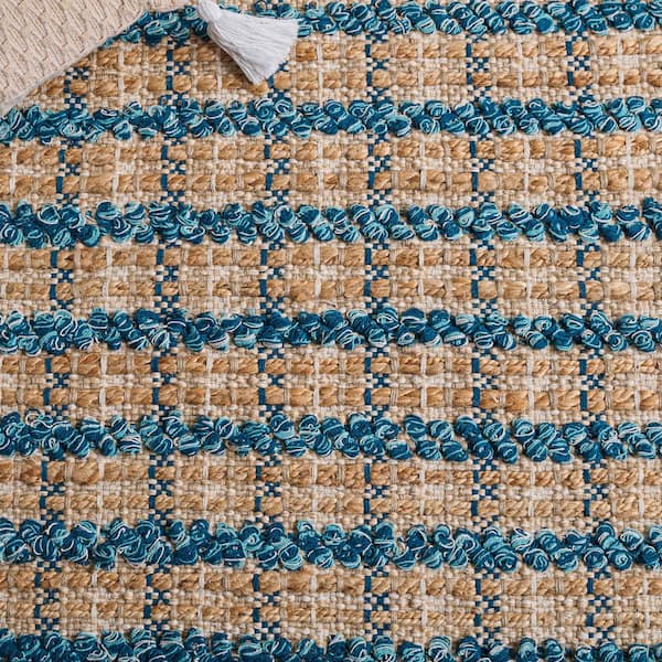 SAFAVIEH Cape Cod 4 ft. x 6 ft. Turquoise/Natural Plaid Area Rug