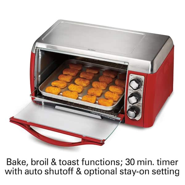 Hamilton beach 4 2024 slice toaster oven red