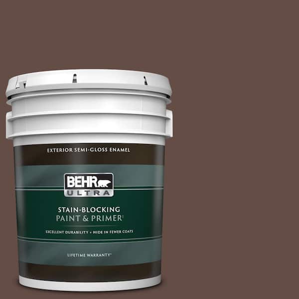 BEHR ULTRA 5 gal. #PPU3-20 Cinnabark Semi-Gloss Enamel Exterior Paint & Primer