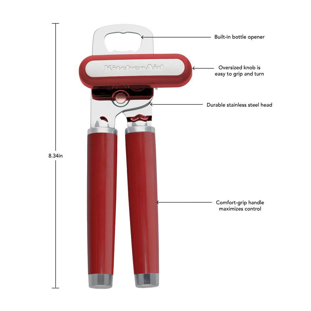 Gloss Red Stainless Steel Ergonomic Bottle and Can Opener