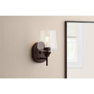 Pavlen 5.5 in. 1-Light Bronze Sconce with Clear Glass Shade