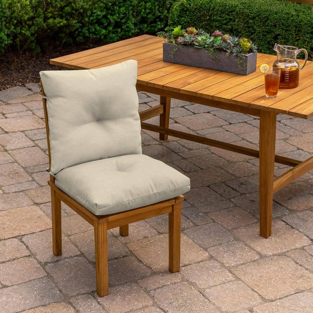 Tan Polyester Tufted Blowfill Outdoor Dining Chair Cushion