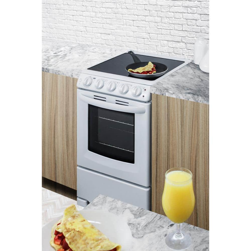 Summit 20" White Electric Built-In Range with 4 Burners