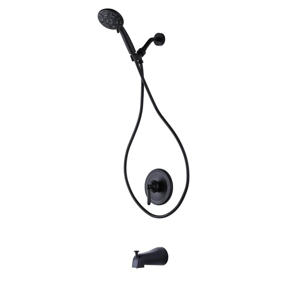 Single Handle 7-Spray Tub and Shower Faucet 1.8 GPM in. Matte Black Valve Included