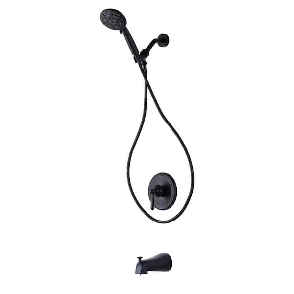 ARCORA Single Handle 7-Spray Tub and Shower Faucet 1.8 GPM in. Matte Black Valve Included