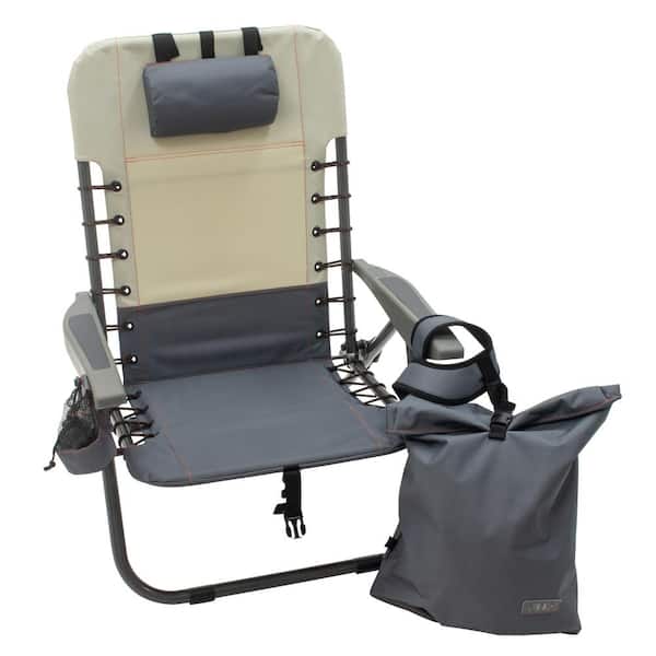 TuscanyPro Backpack Fishing Chair - Portable Folding Ultra Light Chair with Padded Carrying Straps & Padded Lumbar Support Bar - All Aluminum