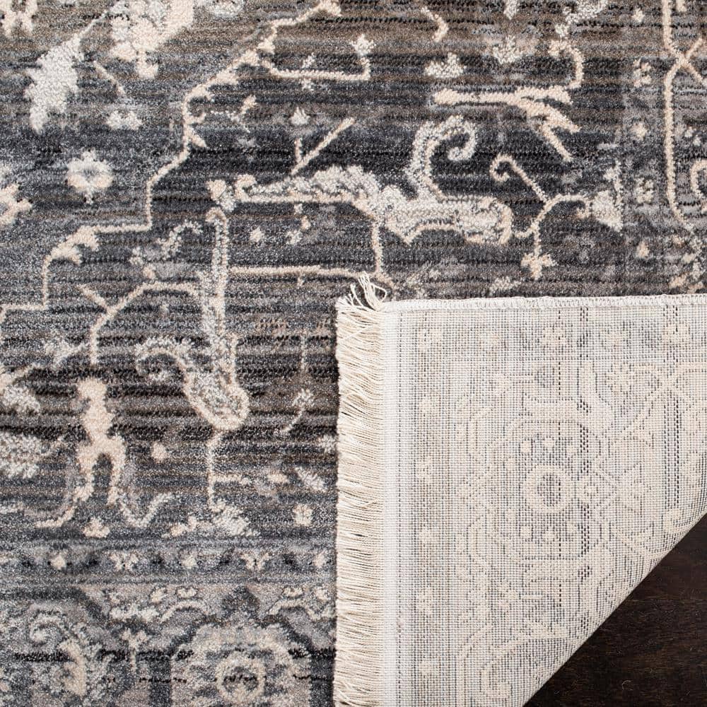 Grey Charcoal Synthetic Hand-Knotted 4' x 6' Area Rug