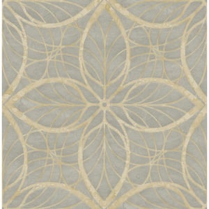 Patina Lattice Metallic Silver and Beige Geometric Paper Strippable Roll (Covers 56.05 sq. ft.)