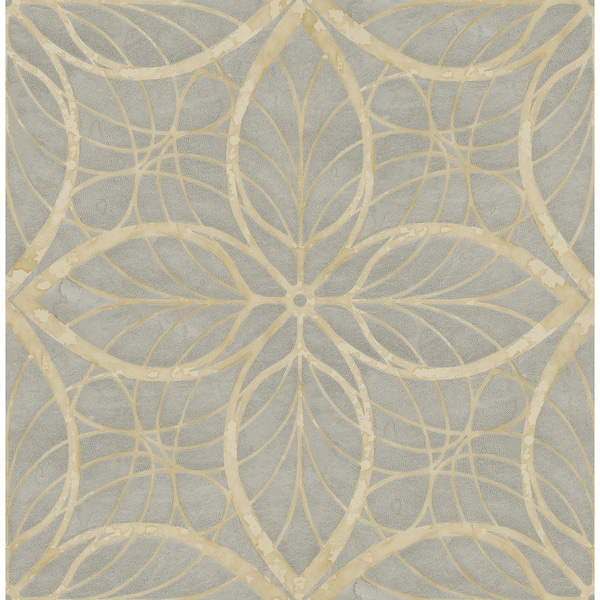 Seabrook Designs Patina Lattice Metallic Silver and Beige Geometric Paper Strippable Roll (Covers 56.05 sq. ft.)