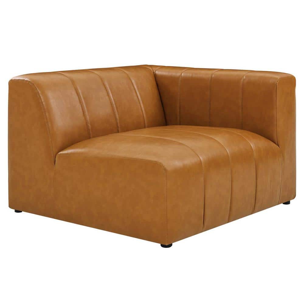 Bartlett Tan Faux Leather Tufted 87" Loveseat with Track Arms