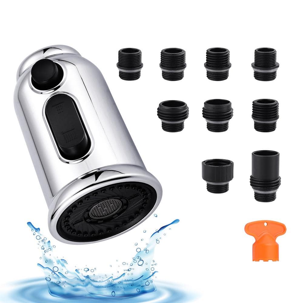 3-Function Pull Down Kitchen Faucet Spray Head Replacement with 9-Adapter Kit in Polished Chrome price history on PriceWatchPro