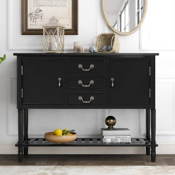 modern console table with drawers and shelf