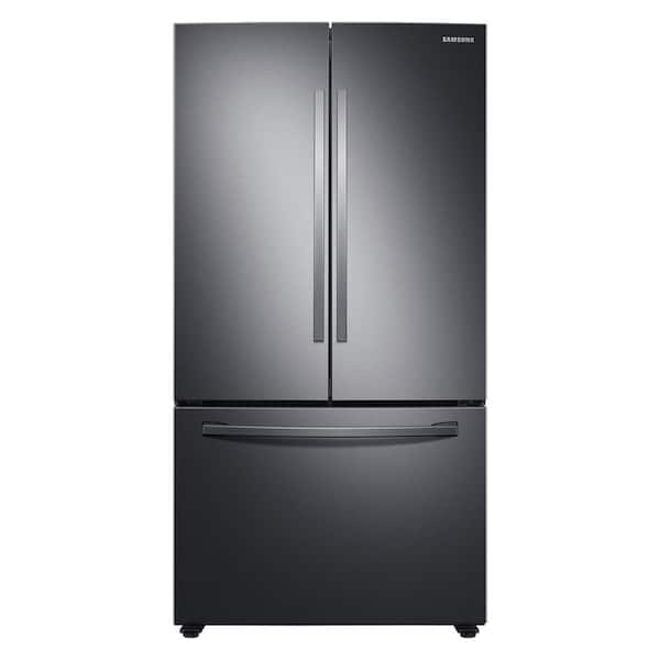 Samsung 35.75 in. W 28.2 cu. ft. 3-Door French Door Refrigerator in Fingerprint Resistant Black Stainless Steel, Standard Depth