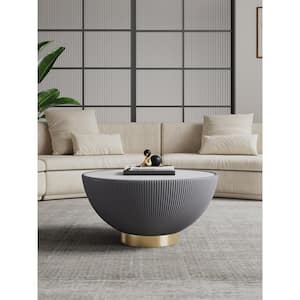 Anderson 28.15 in. Modern Grey Round Faux Marble Leatherette Upholstered Coffee Table