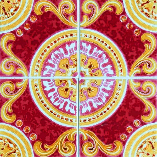 MI ALMA Red and Yellow H57 6 in. x 6 in. Vinyl Peel and Stick Tile (24 ...