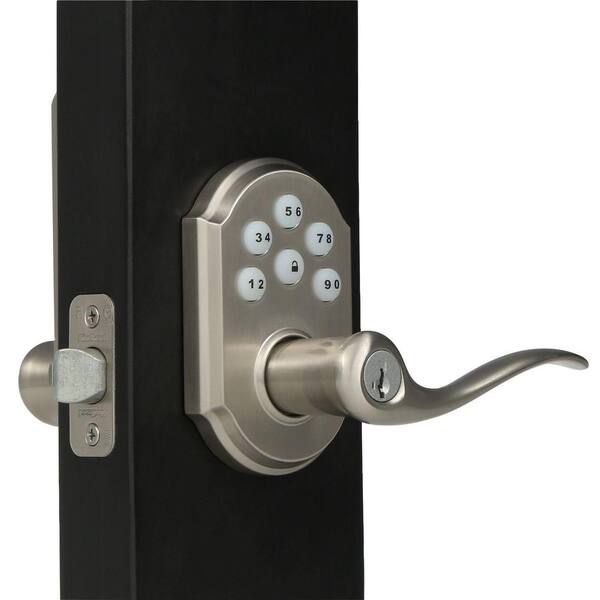 Kwikset SmartCode Satin Nickel Keypad Electronic Tustin Door Lever Featuring SmartKey Security