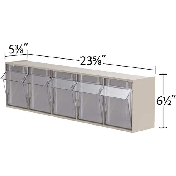 06705, 23 5/8 in. W x 5 3/8 in. D x 6 1/2 in. H, 5-Compartment Cabinet Small Parts Organizer Storage Bins, Tan (1-Pack)