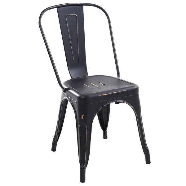 EDGEMOD Trattoria Distredded Black Side Chair (Set of 2)