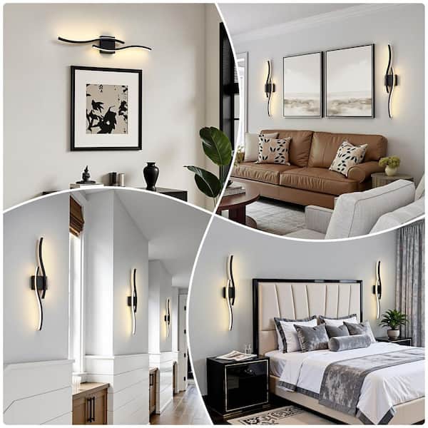 KAISITE 32 in. 2-Light Modern Light Fixture Black LED Vanity Light