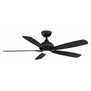Doren 52 in. Integrated LED Black Ceiling Fan with Opal Frosted Glass Light Kit and Remote Control