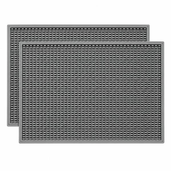 18 in. W x 12 in. D Non-Slip Rubber Mat, Dish Rack for Home Bar, Coffee Station, Easy-Clean Surface, Gray (2-Pack)