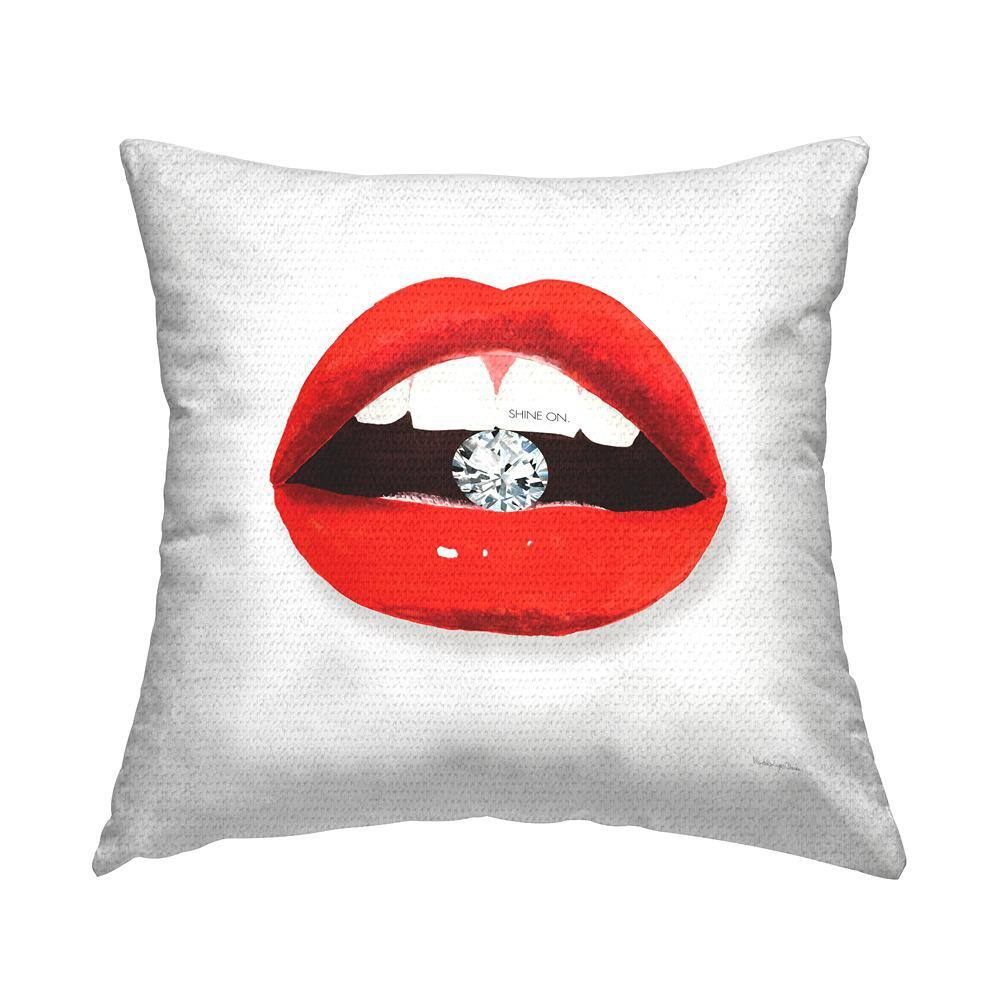 Shine On Lips Biting Diamond Red Square Outdoor Throw Pillow price history on PriceWatchPro