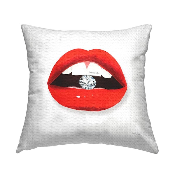Stupell Industries Shine On Lips Biting Diamond Red Square Outdoor Throw Pillow