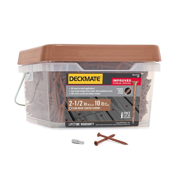 DECKMATE #9 x 2-1/2 in. Red Star Flat-Head Wood Deck Screw 10 lbs.-Box (870-Piece)