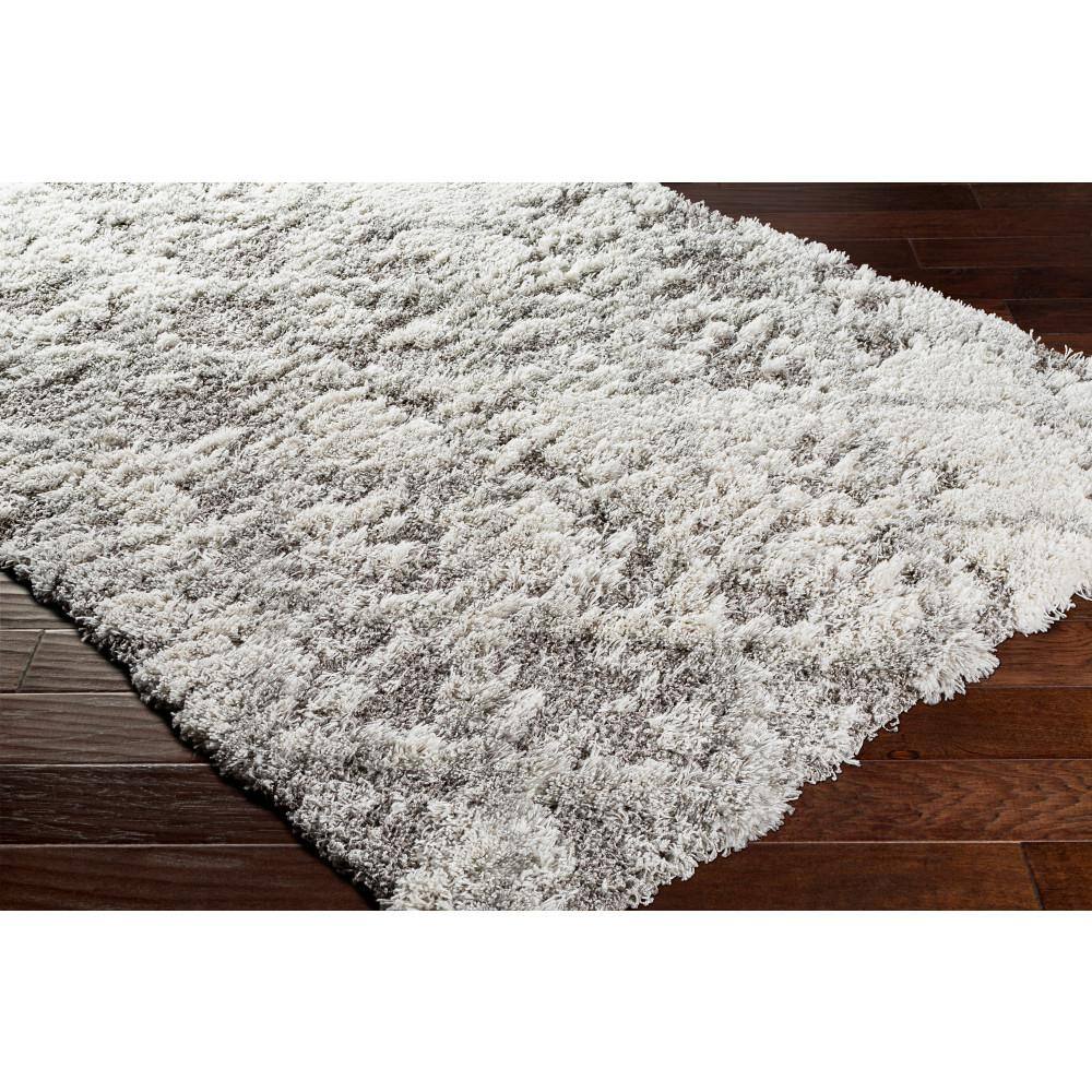 Gray Rectangular Shag Rug with Geometric Pattern
