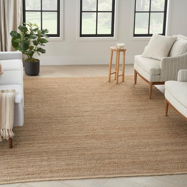 Natural Jute Natural 8 ft. x 10 ft. Solid Contemporary Area Rug