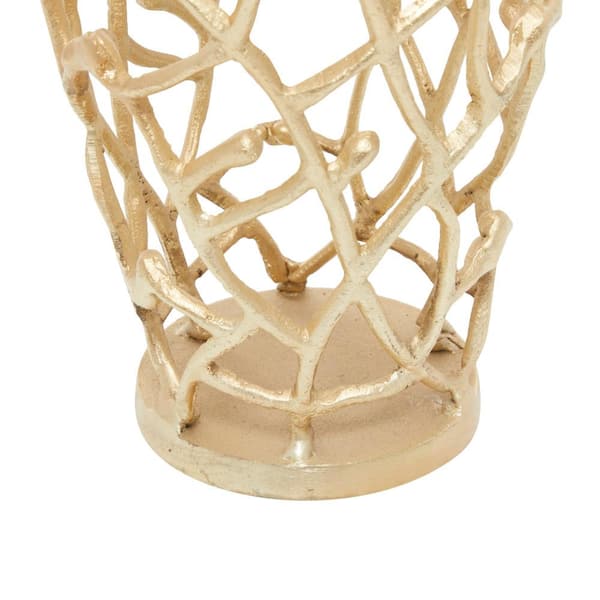 Litton Lane 33 in. Gold Aluminum Metal Coral Decorative Vase