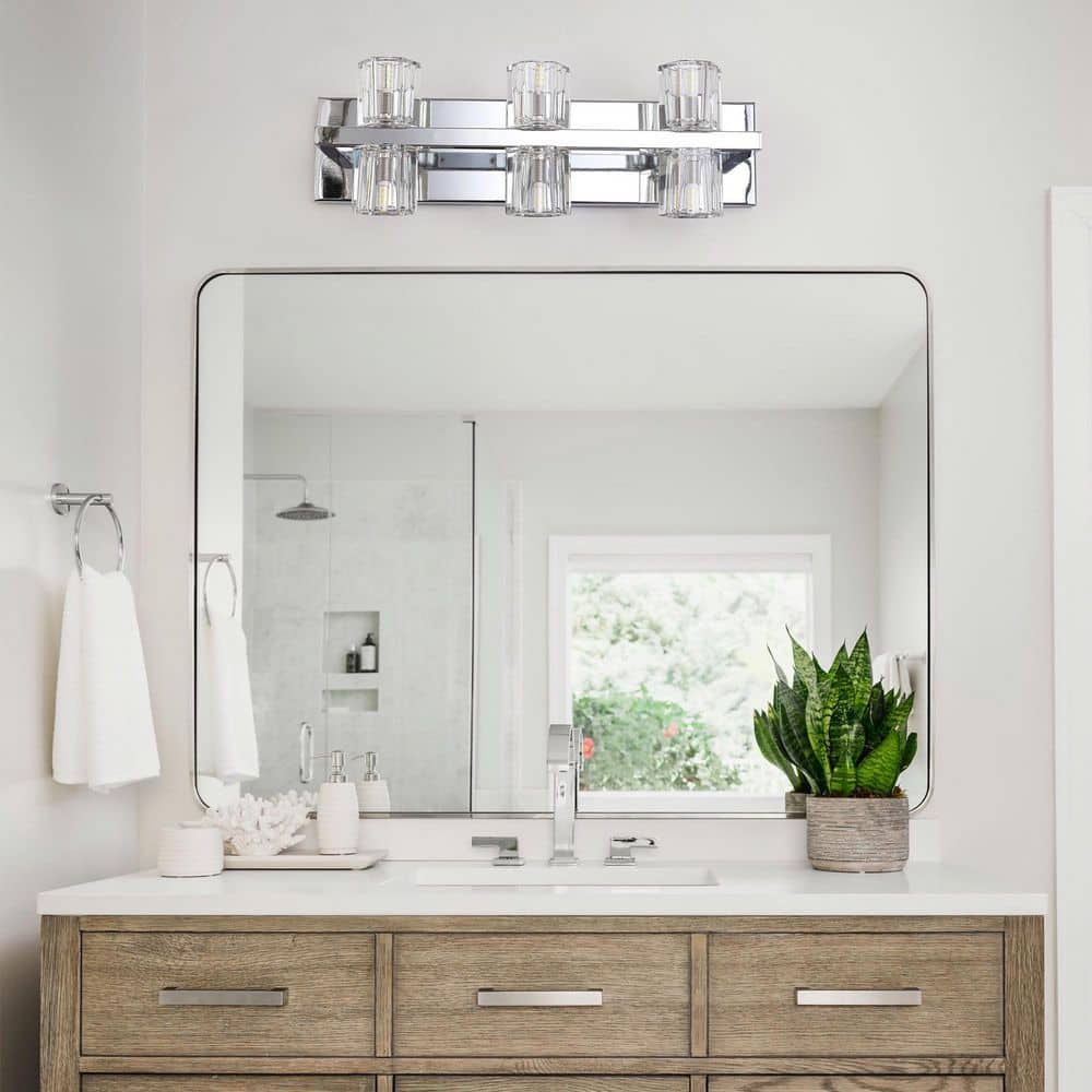 19.69 in. 6-Light Chrome Double-head Vanity Light with Crystal Glass Shade for Living Room Bathroom Hallway Stairs price history on PriceWatchPro