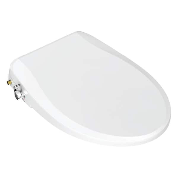 Photo 1 of Removable Non-Electric Slow Close Bidet Seat for Round Toilets in White with Dual-Nozzle and Night Light