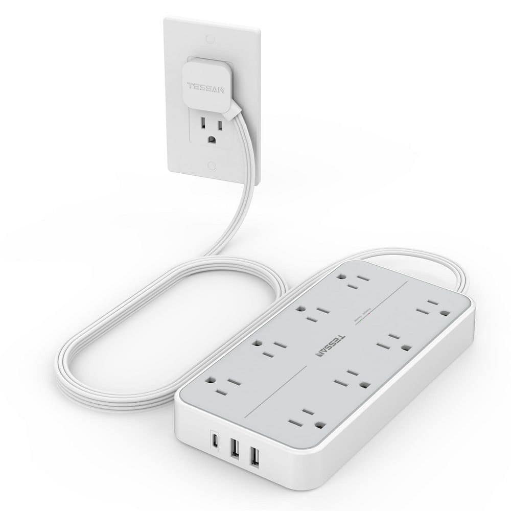 Grey 8-Outlets 3 USB Ports Power Strip with Surge Protection, 1080 Joules Protection, Wall Mountable Charging Station price history on PriceWatchPro