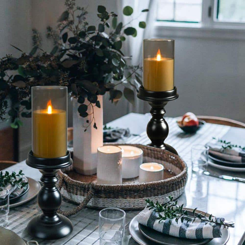 Gray Battery Powered Plastic Flameless Candle 3 Pack, with Remote