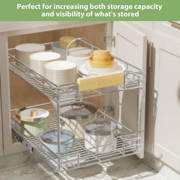 HOMEIBRO 7.5 in. W x 21 in. D Wood Pull out Organizer Rack for