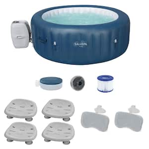 SaluSpa Milan 6-Person 140-Jet Inflatable Hot Tub with Spa Seat (4-Pack) and Pillow (2-Pack)