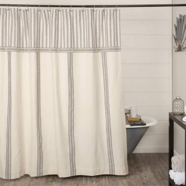 Market Place Gray Grain Sack Stripe Shower Curtain