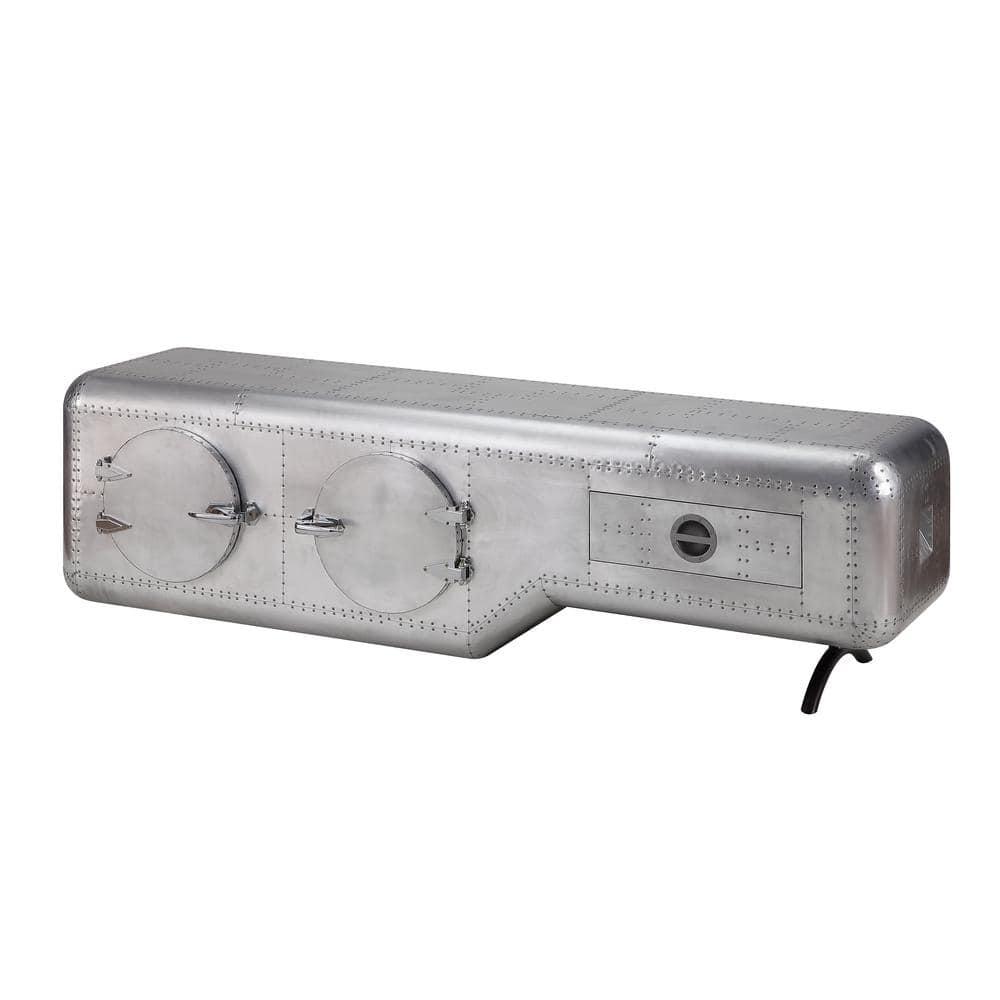 Brancaster 81'' Gray Aluminum Industrial TV Stand with Storage