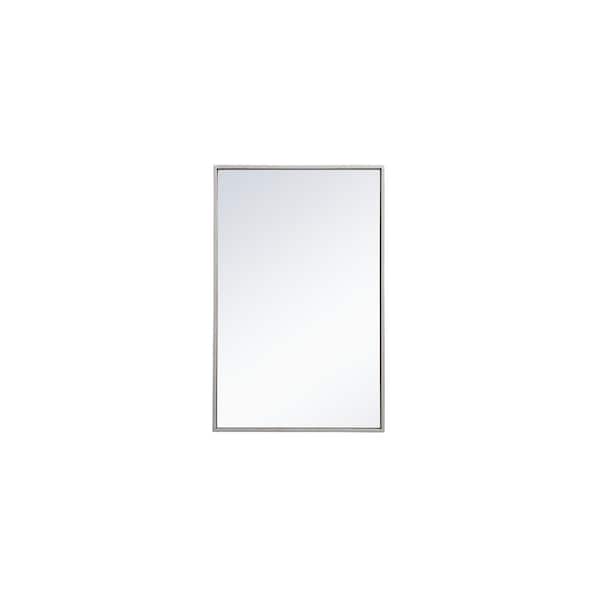 Unbranded Timeless Home 28 in. W x 18 in. H x Modern Metal Framed Rectangle Silver Mirror