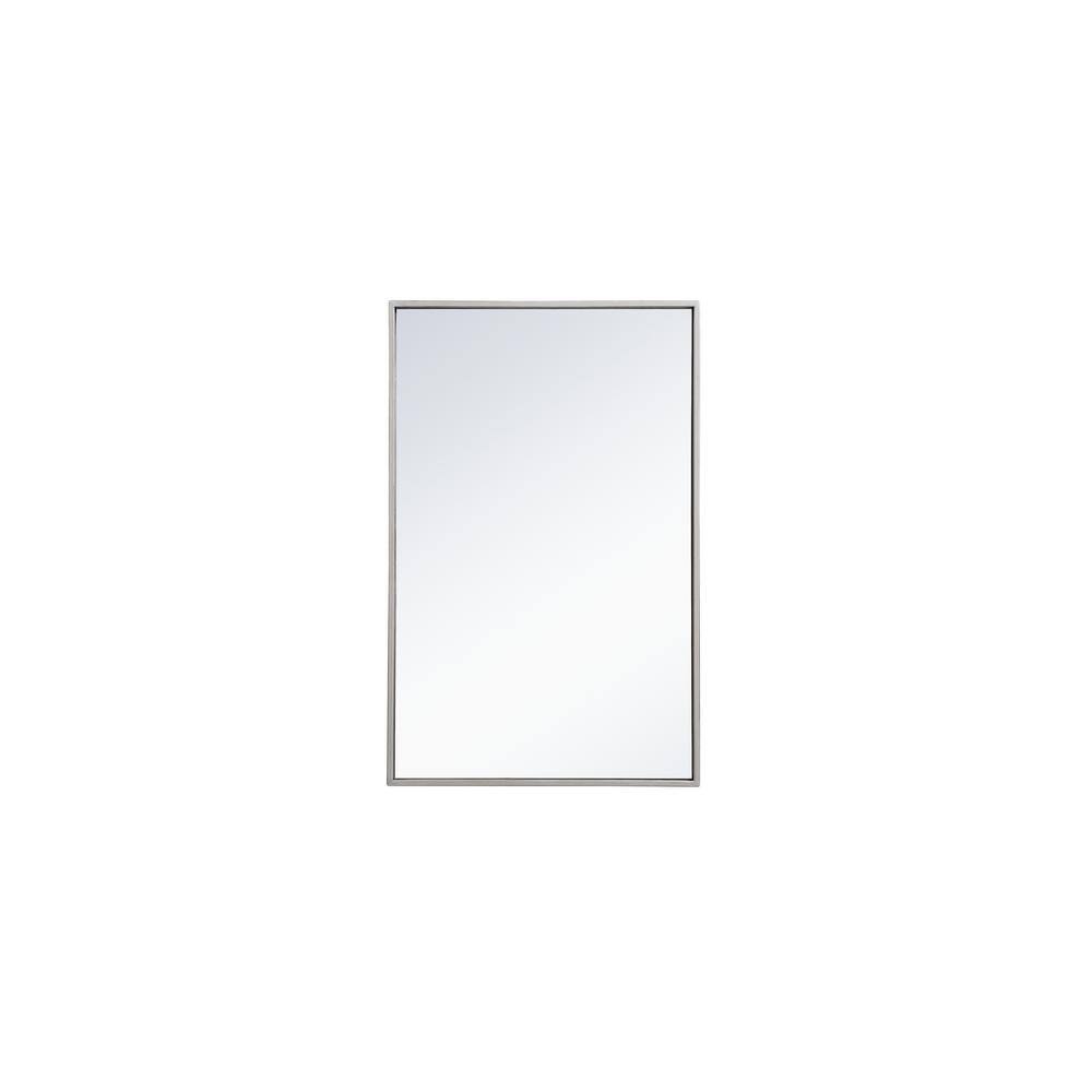 Small Rectangle Silver Modern Mirror (18 in. H x 28 in. W)